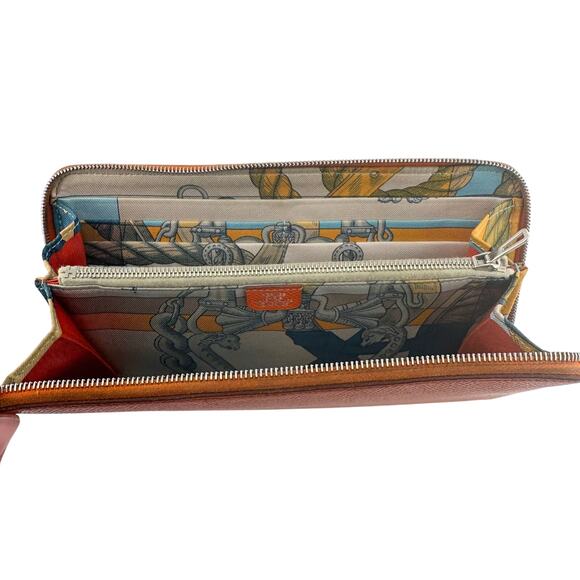Hermès Silk in Epsom Orange Leather Long Zip Around Wallet